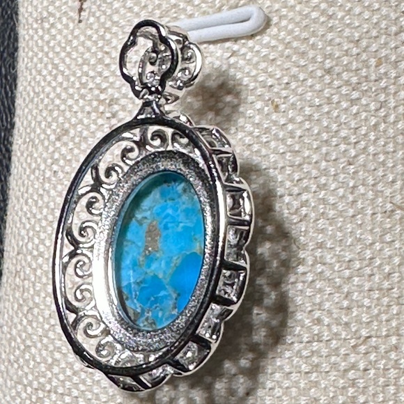 Mohave Oyster Turquoise 925 Sterling Silver Pendant - Picture 8 of 10